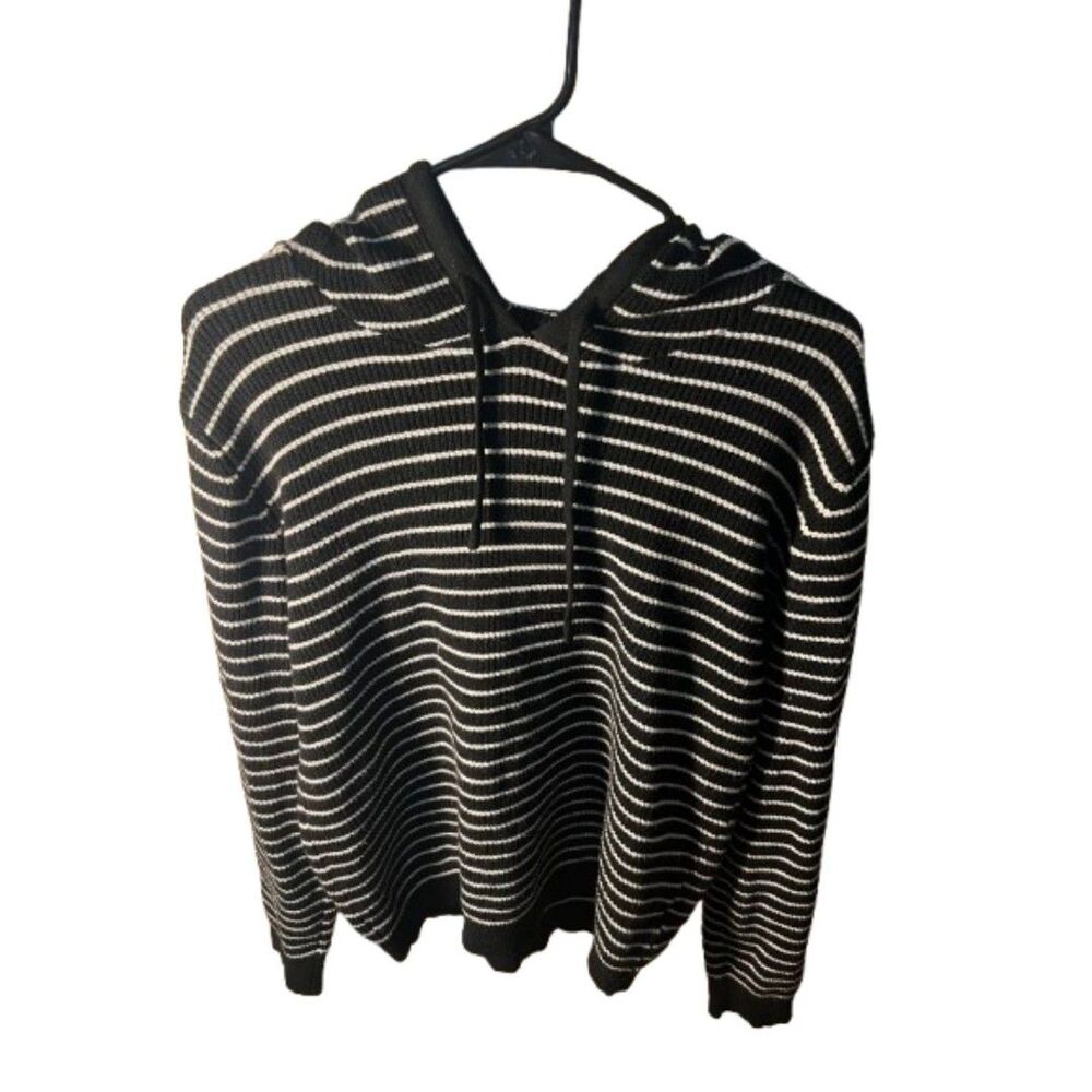 SHEIN Striped Knit Hooded Sweater